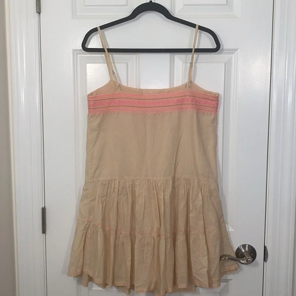 J. Crew Embroidered Siesta Drop Waist Spaghetti Strap Mini Dress in Pink Small